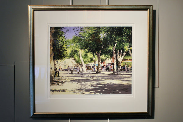 Boules at ‘Le Cafe’, Place Des Lices, St. Tropez (Artist's Proof) - Paper 50 x 60cm - Framed