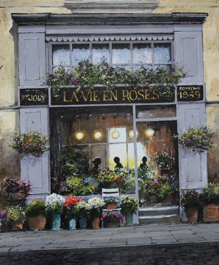 La Vie En Roses, Vieux Lyon - Paper 25 x 30cm - Framed